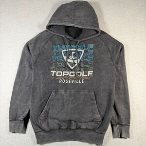 Topgolf Roseville Hoodie‎ Sweatshirt Pullover Men's Size S Acid Wash Graphic